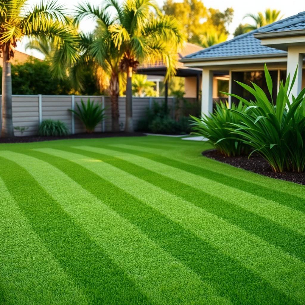 Freshly mowed suburban lawn on the Gold Coast